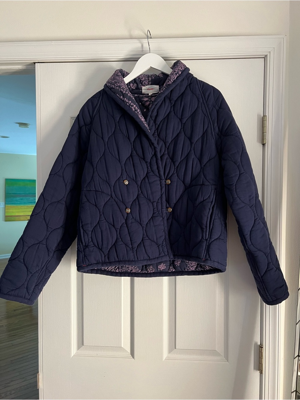 XiRENA Navy Jacket with Pink Paisley Lining